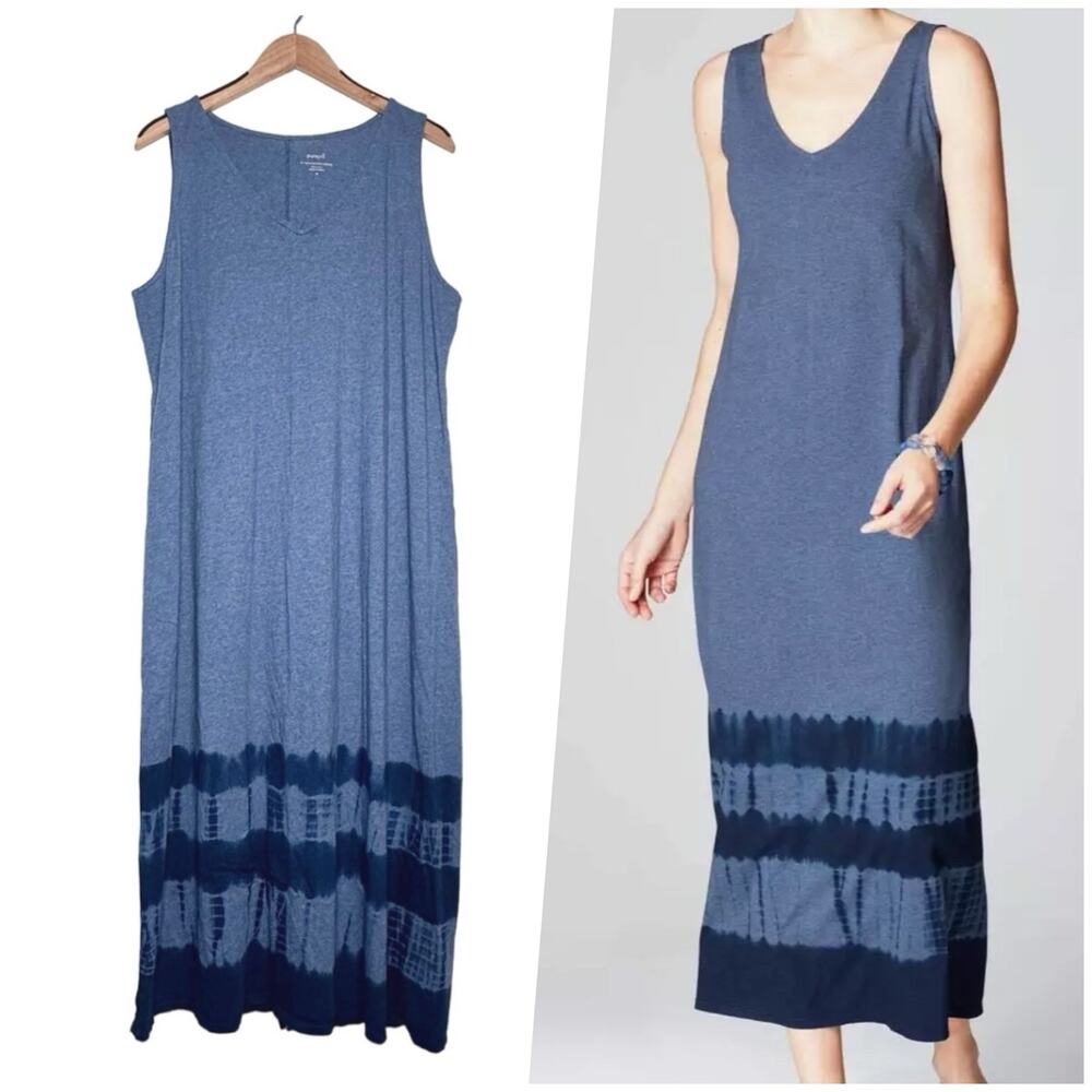 PureJill | Women | Blue Tie Dye Summer Tank Tunic Maxi Dress | XL